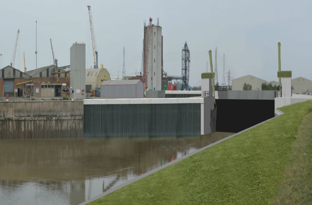 Image of a digitally enhanced flood barrier