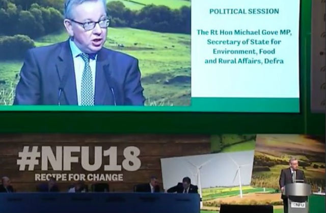 Michael Gove speaking at the NFU conference