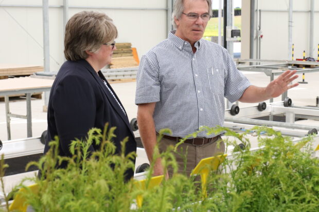 An image of Minister Coffey and Mike Seddon, Director of Operations, Forest Enterprise.