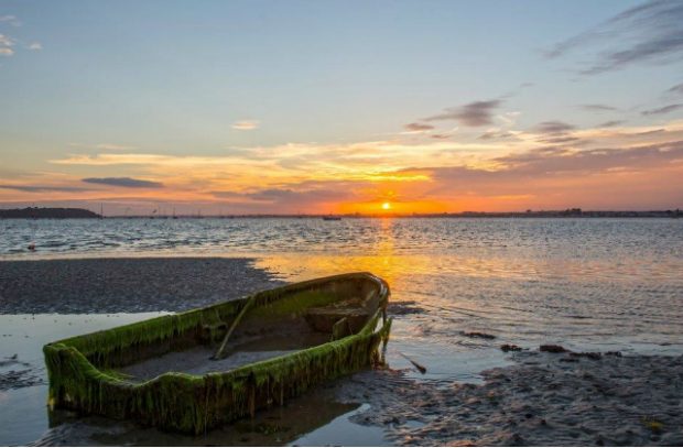 An image of a boat on the shore.