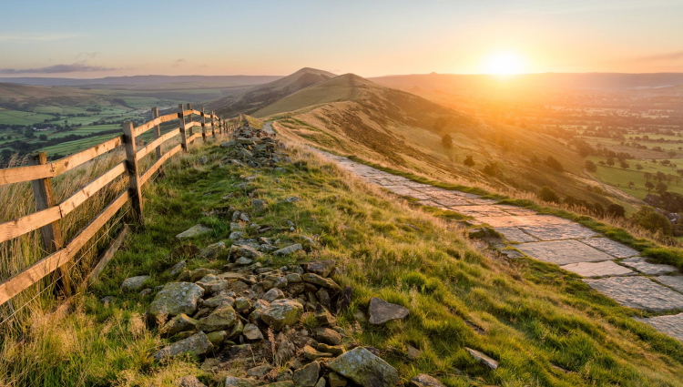 image of footpath with sunset in the background