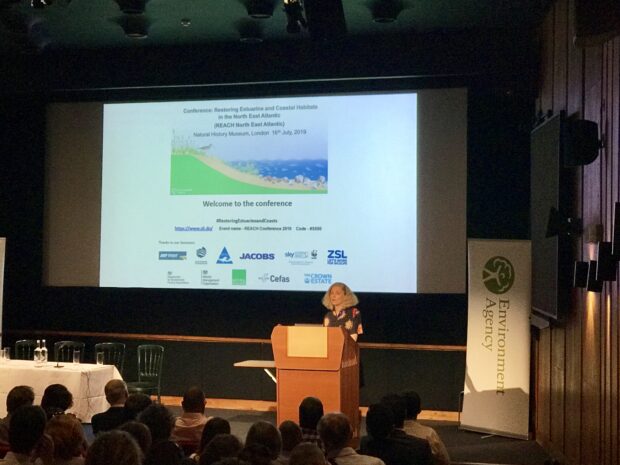 Environment Agency Chair, Emma Howard Boyd speaking at the Restoring Estuarine and Coastal Habitats Conference