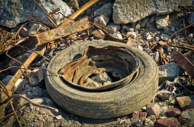 Picture of old tire waste