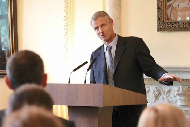 An image of International Environment Minister, Zac Goldsmith welcoming guests and winners to a special reception at Downing Street