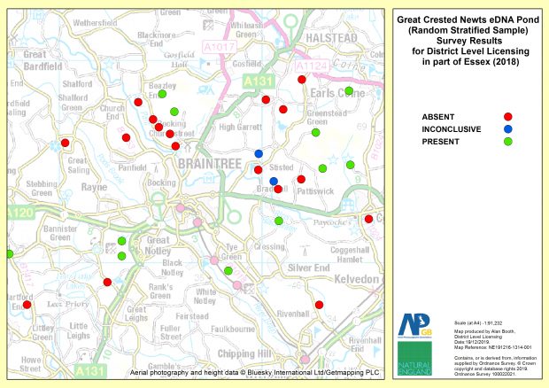 A extract from Geoportal showing the location of GCN ponds