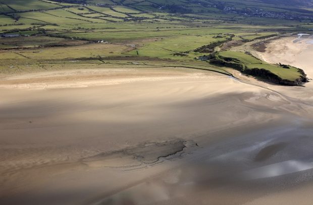 An aerial image of Dunnerholme beach Askam-in-Furness