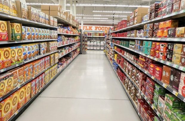 Image of supermarket aisle with full shelves