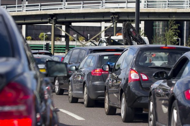 An image of cars stuck in traffic