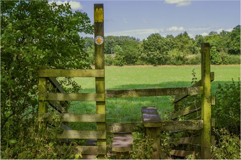 Gate and stile on countryside path