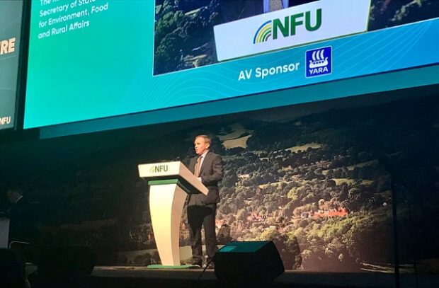 George Eustice speaking to the NFU conference audience.