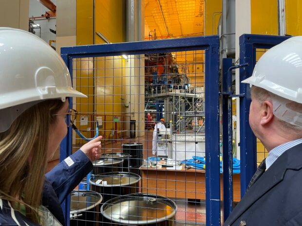 Environment Agency staff look at the Joint European Torus (JET) whilst it undergoes maintenance