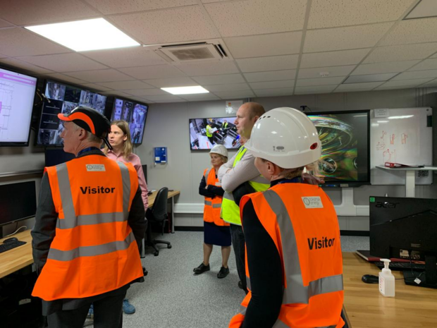 Our team in Tokamak Energy’s control room, looking at the results of experiments